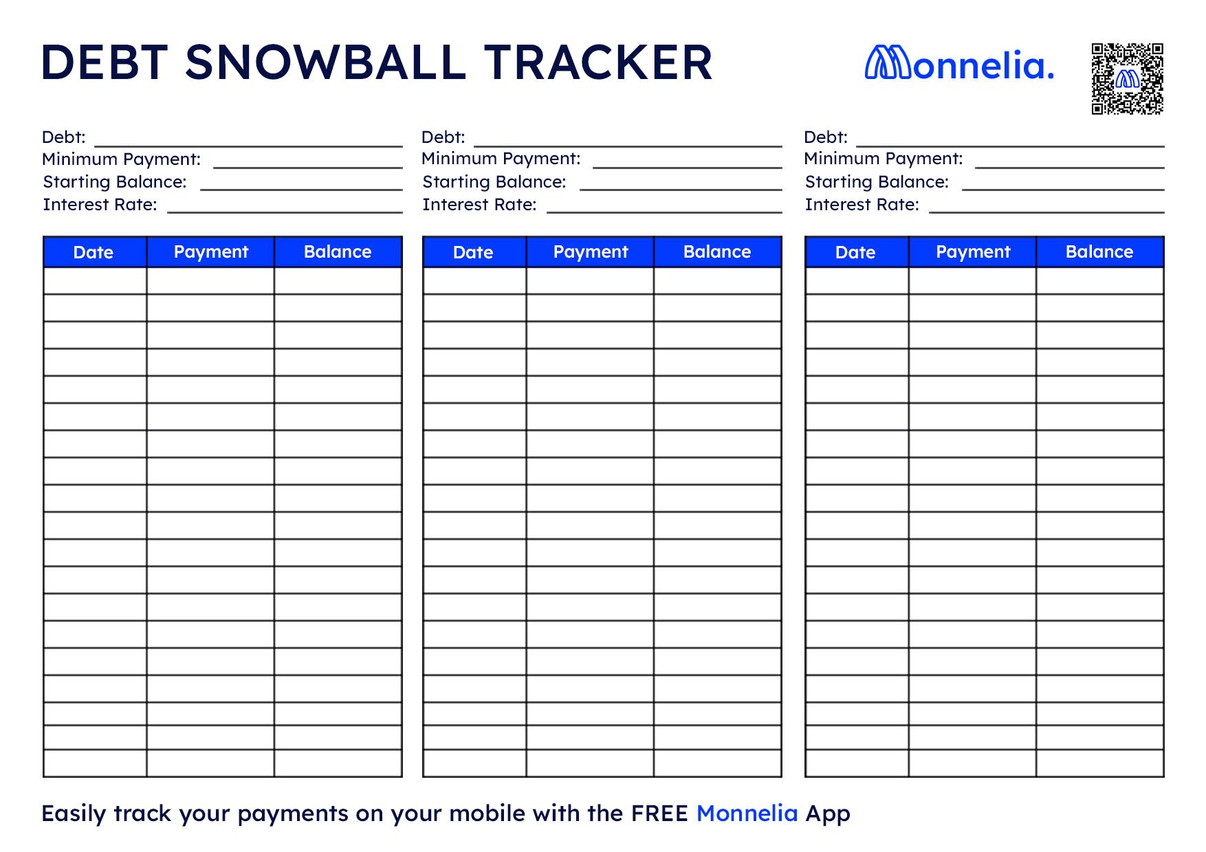 Debt Snowball Printable Worksheet